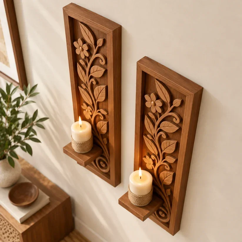 Vanya Leaf Wooden Wall Hanging – Hand-Carved Mango Wood — view 5