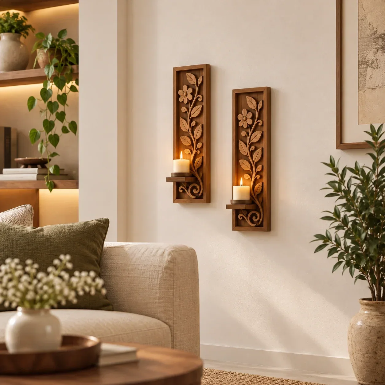 Vanya Leaf Wooden Wall Hanging – Hand-Carved Mango Wood — view 2