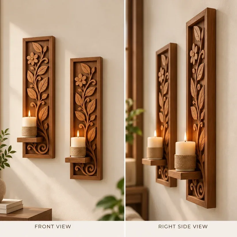 Vanya Leaf Wooden Wall Hanging – Hand-Carved Mango Wood — view 4