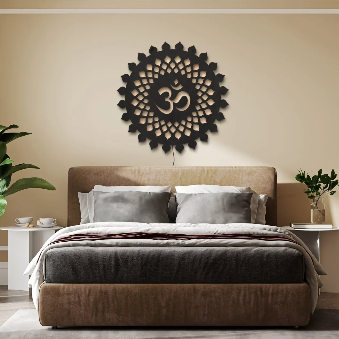 Om Mandala LED Wall Light – Wooden Mandala Neon Sign Wall Décor — view 5