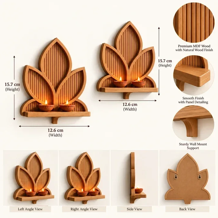 Leaf Shape Wooden Wall Hanging ( SET OF 2 ) — view 4