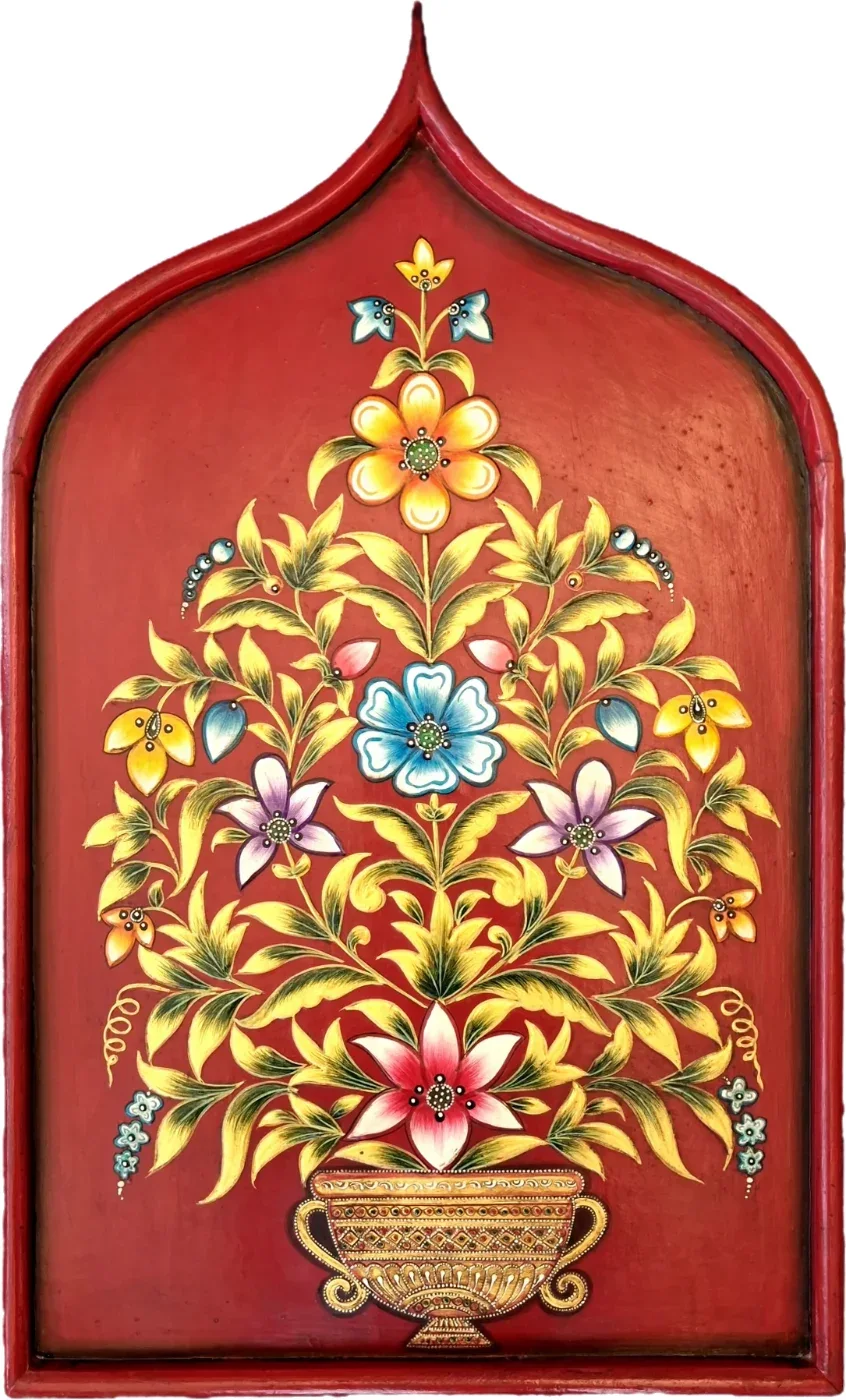Floral Abundance – Hand-Painted Usta Art Wall Panel, 30 × 18 in — view 2