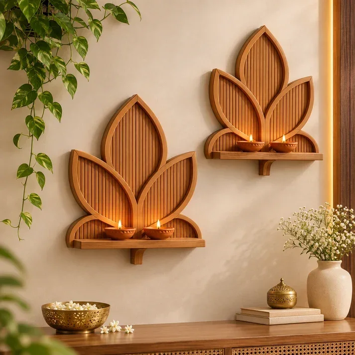 Leaf Shape Wooden Wall Hanging ( SET OF 2 ) — The Millessa Homes