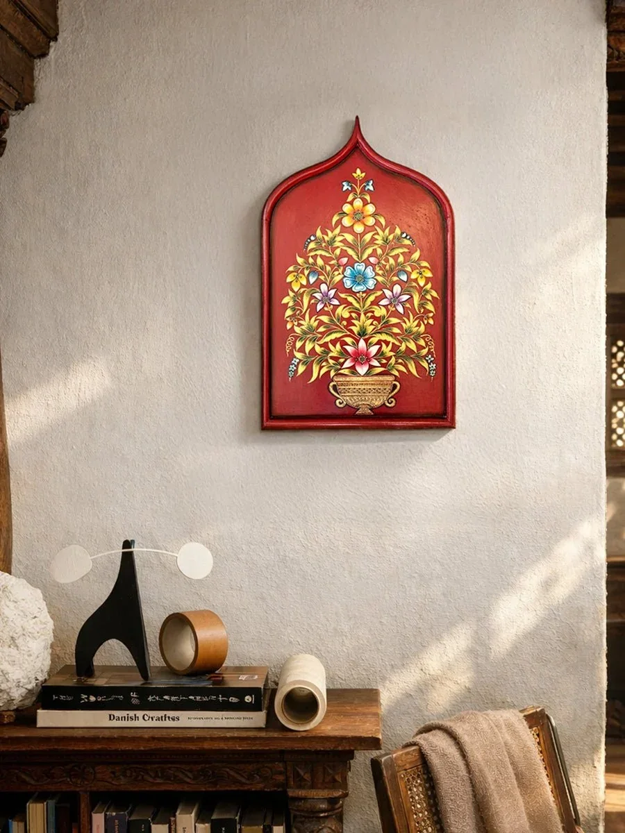 Floral Abundance – Hand-Painted Usta Art Wall Panel, 30 × 18 in — view 3