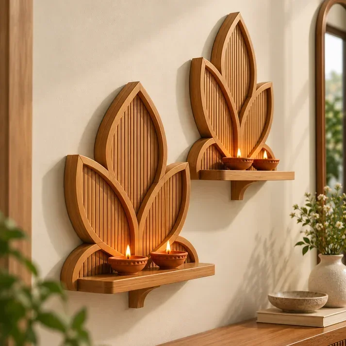 Leaf Shape Wooden Wall Hanging ( SET OF 2 ) — view 3