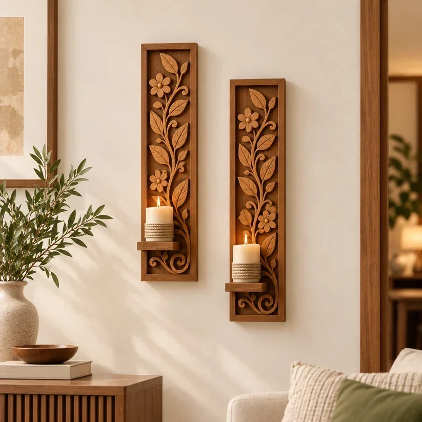 Vanya Leaf Wooden Wall Hanging – Hand-Carved Mango Wood — view 3