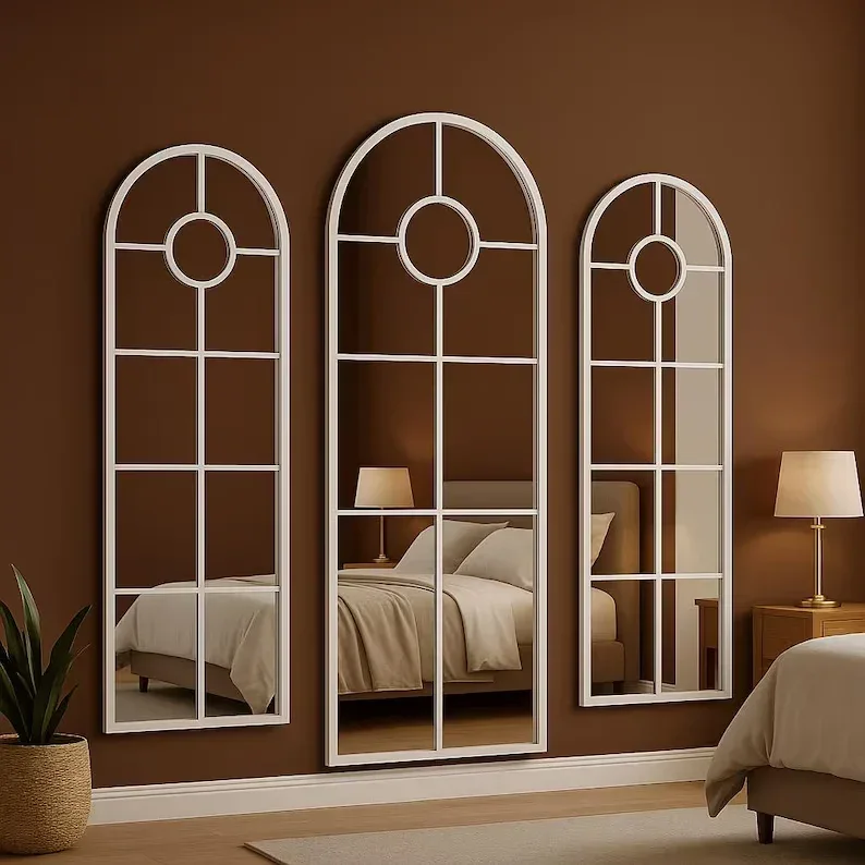 Window-Pane Wall Mirror – Black, 35 × 25 in in MDF, mirror glass — The Millessa Homes