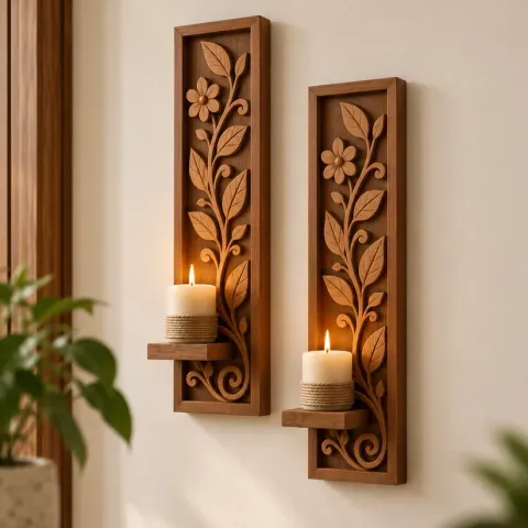 Vanya Leaf Wooden Wall Hanging – Hand-Carved Mango Wood